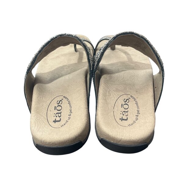 Taos Womens Genie Sandals US Size 8 Metallic Pewter Beaded Studded Toe Loop - Picture 4 of 9